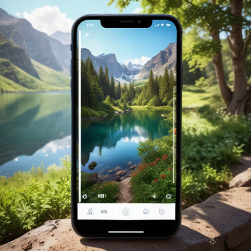 A smartphone screen showing the Instagram app and a photo of a nature.