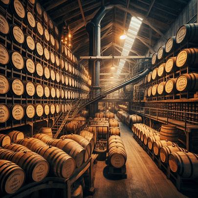 stacked barrels of whiskey